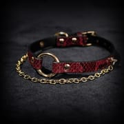 Daluse [Arlo] Gold Ring Chain Red Snake Pattern Leather Choker