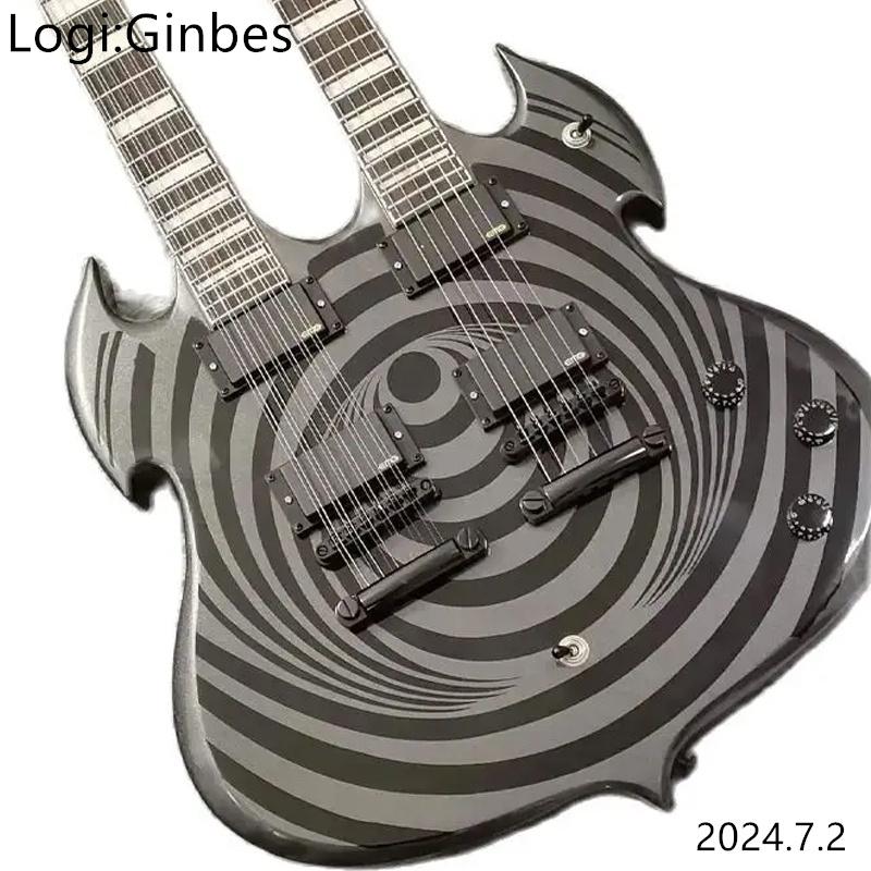 Free Shipping, 12 String+6 String Double Neck Electric Guitar, Zack Ring
