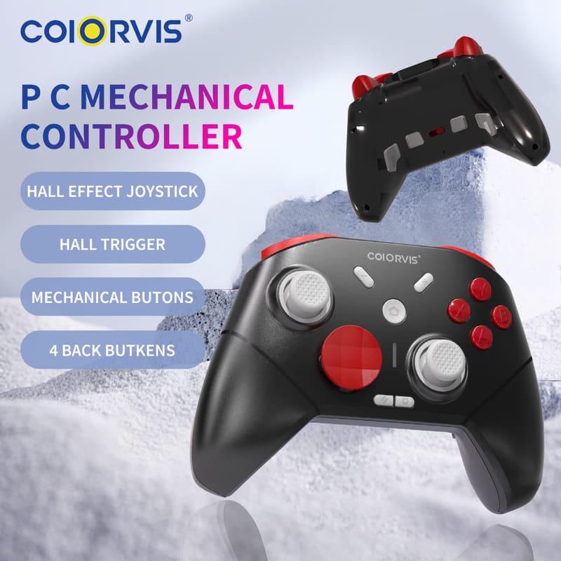 COIORVIS PC Wireless Gaming Controller - Hall Effect Joystick, 2.4G & Wired 1000mAh Battery, Adjustable Turbo/Vibration - for PC/Switch/iOS/Android