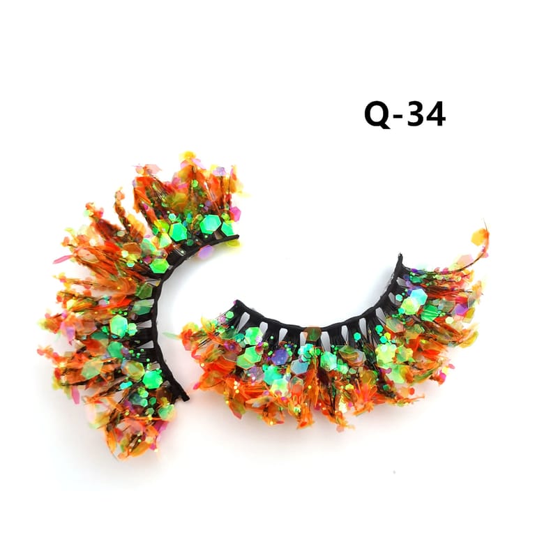 Q (20mm Fluorescent Glitter Faux Mink Lashes)