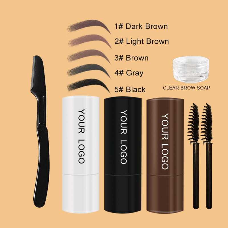 5 Color Eyebrow Stamp + Trimmer & Brush Kit
