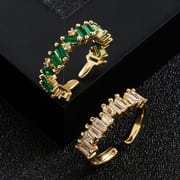 2 Color Irregular Cubic Zircon Band Finger Rings