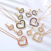 Hollow Heart Shape Inlaid Rhinestone Earrings Necklace Set