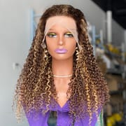 Piano Ginger Colored Deep Wave Curly Human Hair Wig