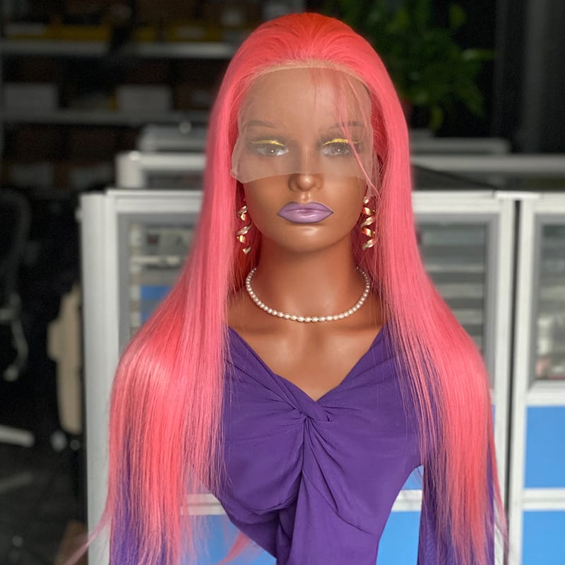 Pink 13x4 Lace Frontal Human Hair Wig