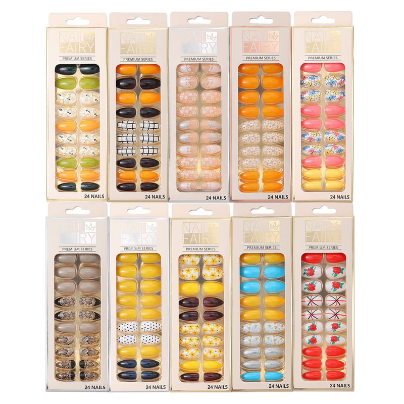 9 Styles Flower Beach Short Stiletto Mix Press On Nails