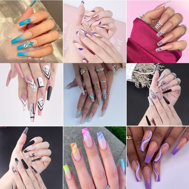 39 Styles Almond Summer Floral for Girls Party Dating Press On Nails-O1