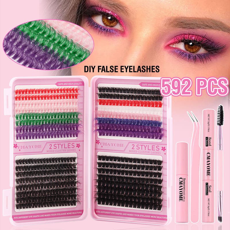 JMS (2 Styles D Curl Fluffy Colored DIY Lash Clusters Kit)
