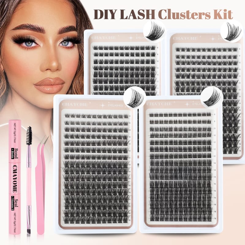 TZ (4 Styles 8-18mm DD Curl DIY Lash Clusters Kit)