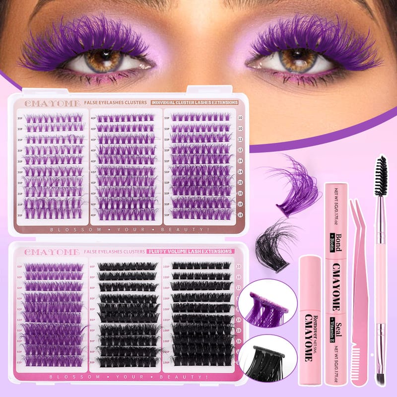 JMS014 (30P-100P C/D Curl Purple DIY Lash Clusters Kit)