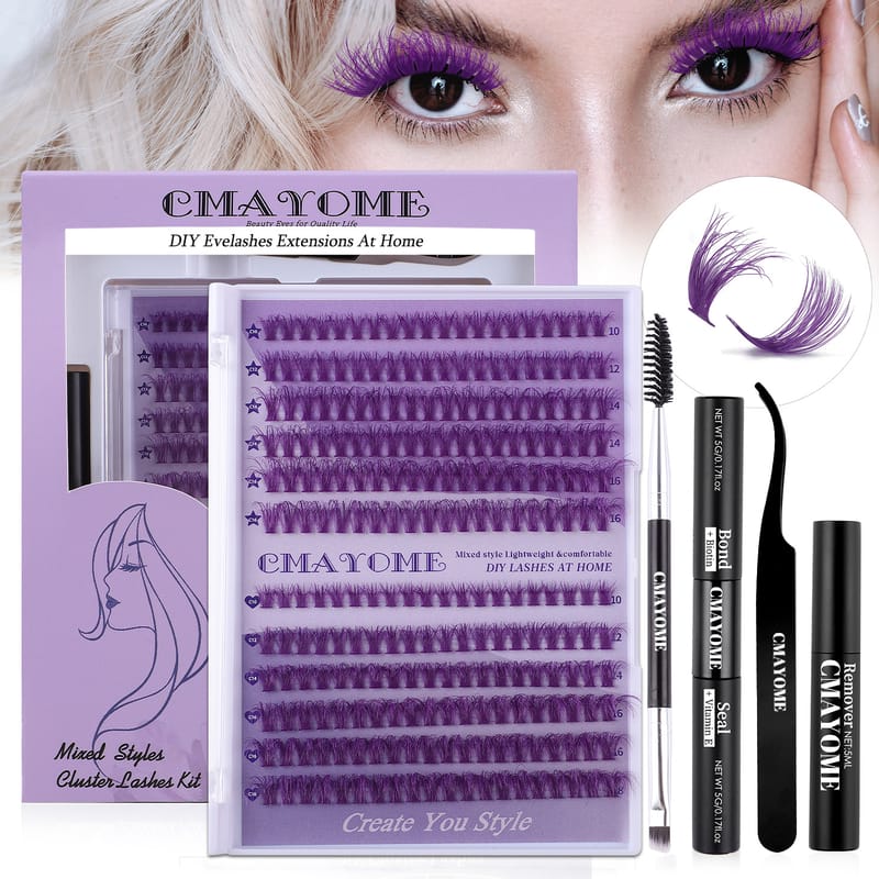 TZYW (D Curl 30D-60D Purple DIY Lash Clusters Kit)