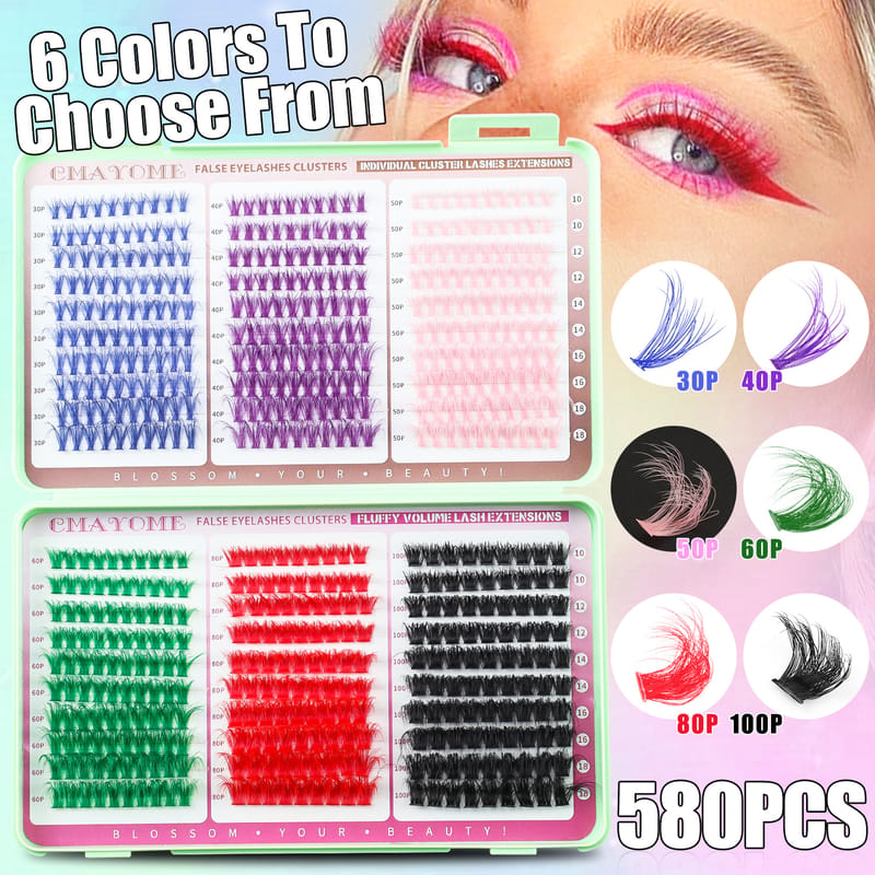 TZ (30P-100P Fluffy Colored DIY Lash Clusters Kit)