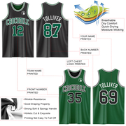 Custom Reversible Black Kelly Green-White Double Side Basketball Jersey
