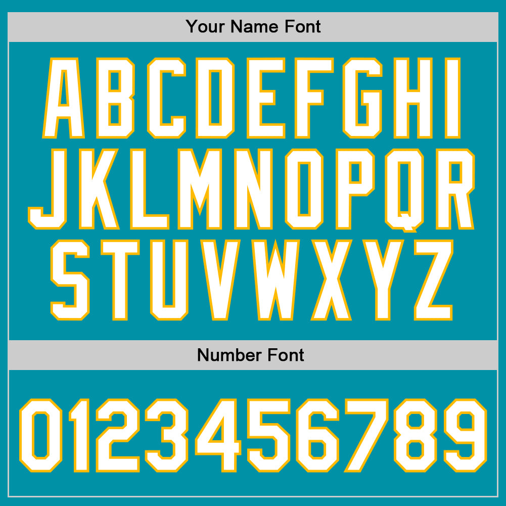 Custom Teal White-Gold Authentic Throwback Basketball Jersey