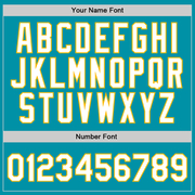 Custom Teal White-Gold Authentic Throwback Basketball Jersey