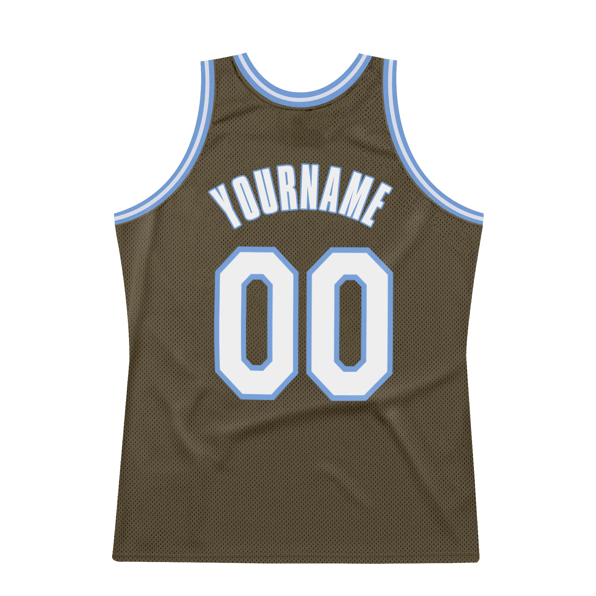 Custom Olive White-Light Blue Authentic Throwback Salute To Service Basketball Jersey