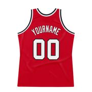 Custom Red White-Black Authentic Throwback Basketball Jersey