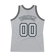 Custom Gray Silver-Black Authentic Throwback Basketball Jersey