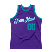 Custom Purple Teal-White Authentic Throwback Basketball Jersey