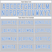 Custom Gray Light Blue-White Authentic Throwback Basketball Jersey