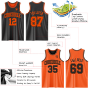 Custom Reversible Black Orange Double Side Basketball Jersey