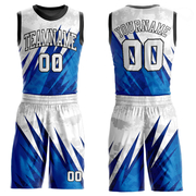 Custom White White-Royal Round Neck Sublimation Basketball Suit Jersey