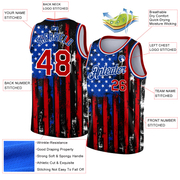 Custom Black Red-Royal 3D American Flag Fashion Authentic Basketball Jersey