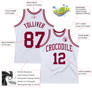 Custom White Maroon Authentic Throwback Basketball Jersey