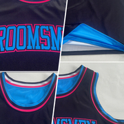 Custom Reversible Black Pink-Sky Blue Double Side Basketball Jersey