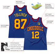 Custom Royal Gold-Maroon Authentic Throwback Basketball Jersey