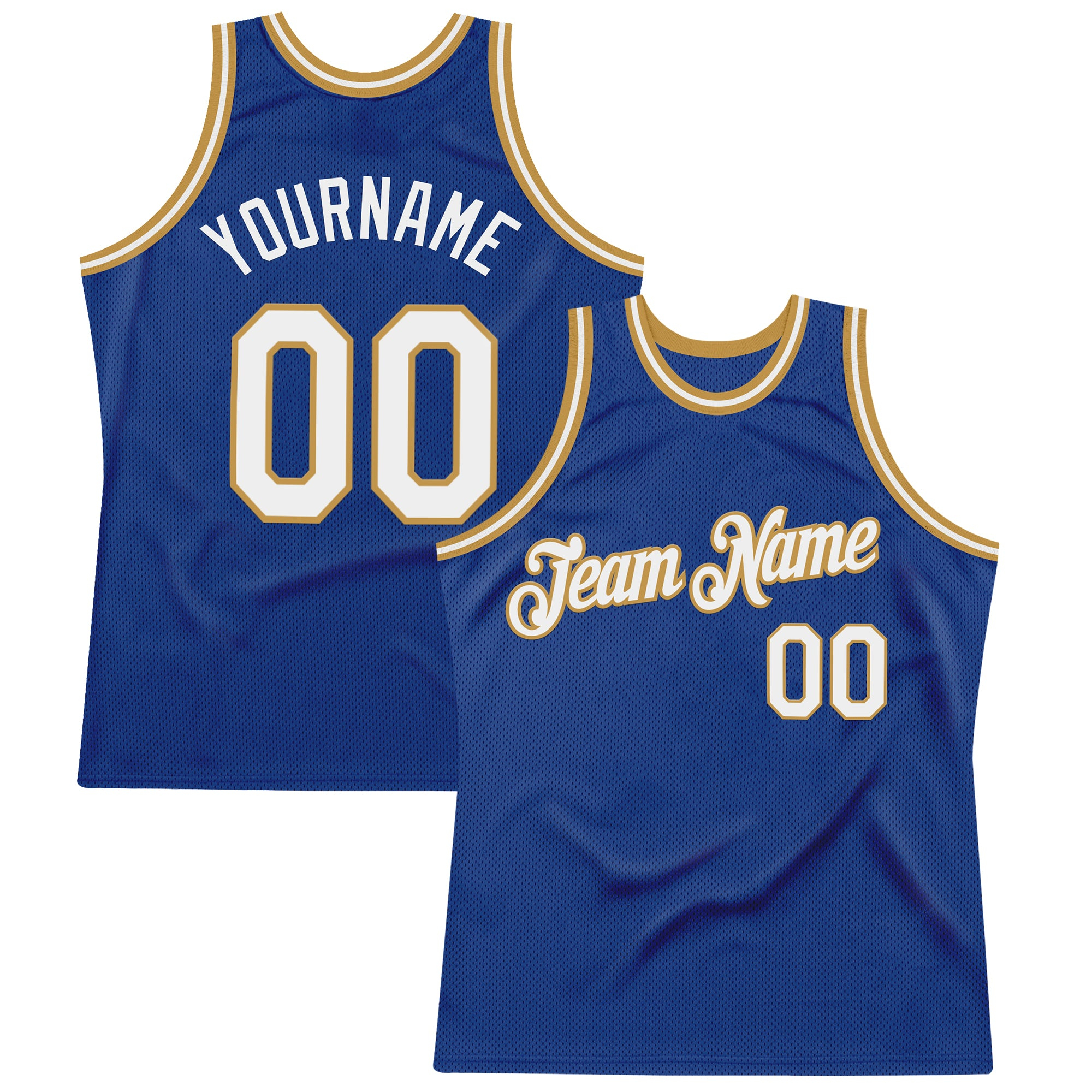 Custom Royal White-Old Gold Authentic Throwback Basketball Jersey
