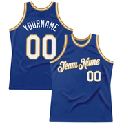 Custom Royal White-Old Gold Authentic Throwback Basketball Jersey