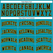 Custom Teal Black-Gold Authentic Throwback Basketball Jersey