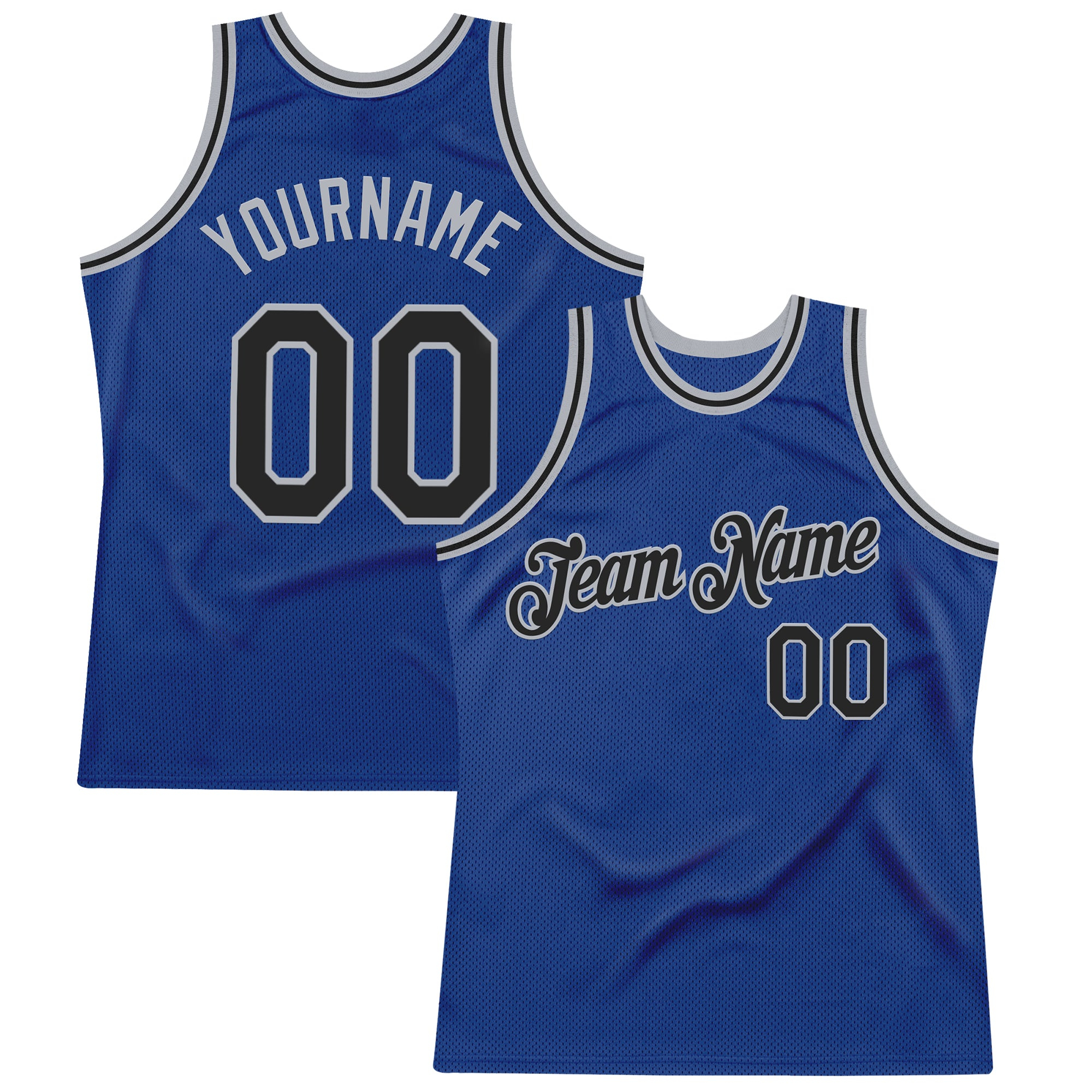 Custom Royal Black-Gray Authentic Throwback Basketball Jersey