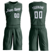 Custom Hunter Green White Round Neck Suit Basketball Jersey