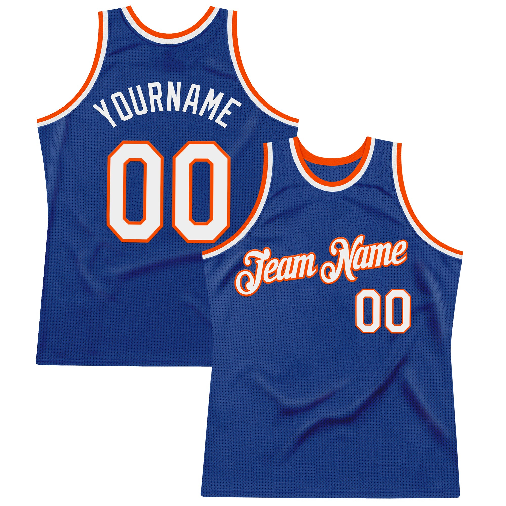 Custom Royal White-Orange Authentic Throwback Basketball Jersey