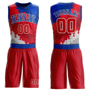 Custom Figure Red-Royal Round Neck Sublimation Basketball Suit Jersey