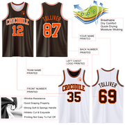 Custom Brown Orange-White Reversible Double Side Basketball Jersey