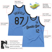 Custom Light Blue Black Authentic Throwback Basketball Jersey