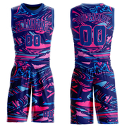 Custom Figure Royal-Pink Round Neck Sublimation Basketball Suit Jersey