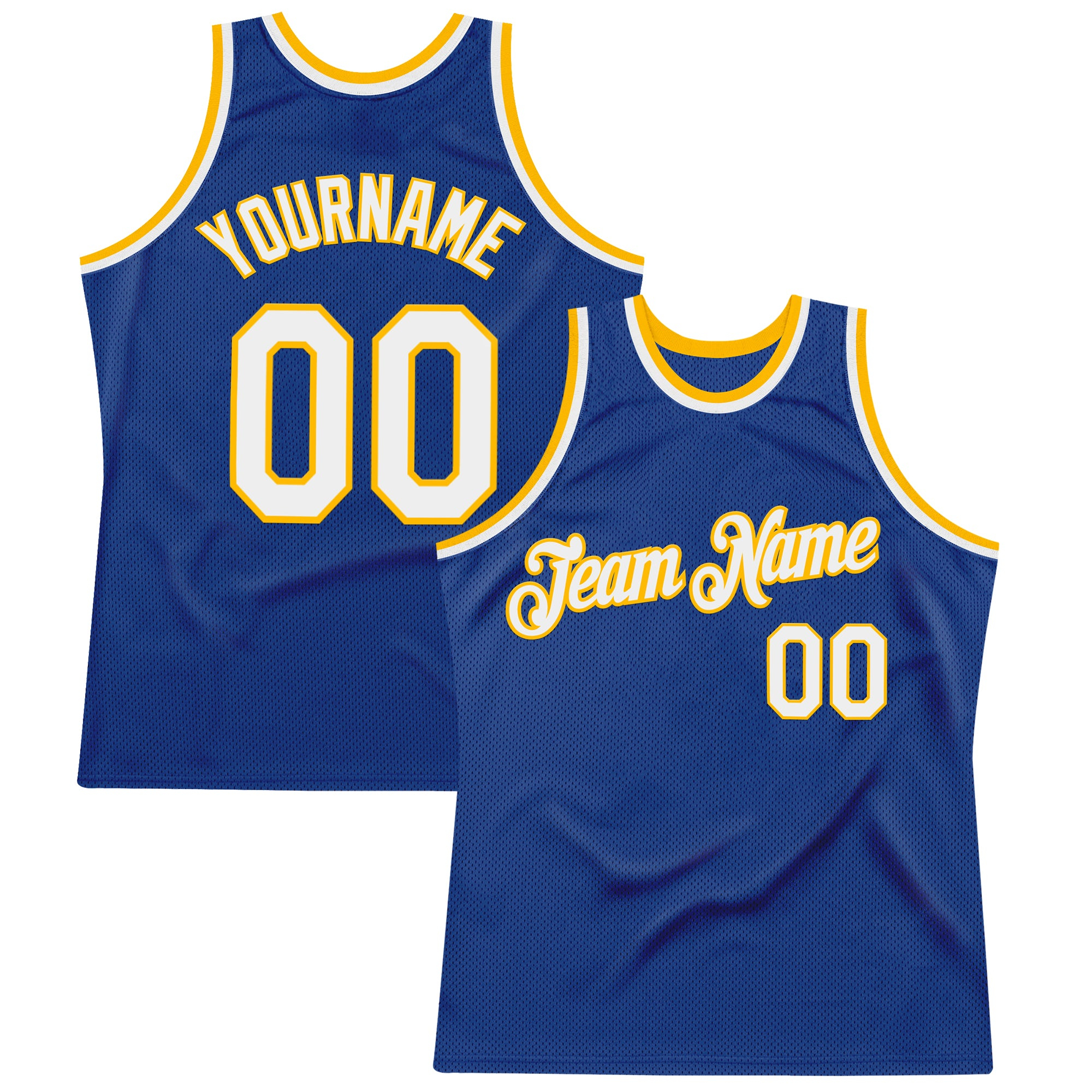 Custom Royal White-Gold Authentic Throwback Basketball Jersey