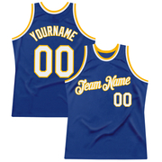Custom Royal White-Gold Authentic Throwback Basketball Jersey