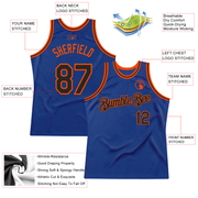 Custom Royal Black-Orange Authentic Throwback Basketball Jersey