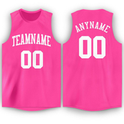 Custom Pink White Round Neck Basketball Jersey