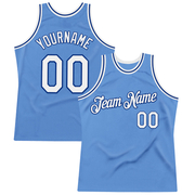 Custom Light Blue White-Royal Authentic Throwback Basketball Jersey