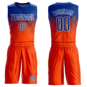 Custom Orange Royal-White Round Neck Sublimation Basketball Suit Jersey