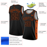 Custom Black Orange Side Panel Abstract Lines Authentic City Edition Basketball Jersey
