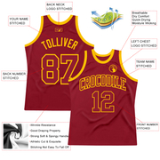 Custom Maroon Maroon-Gold Authentic Throwback Basketball Jersey