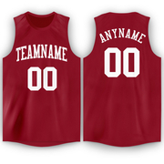 Custom Maroon White Round Neck Basketball Jersey