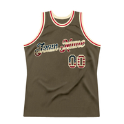 Custom Olive Vintage USA Flag-Cream Authentic Throwback Salute To Service Basketball Jersey